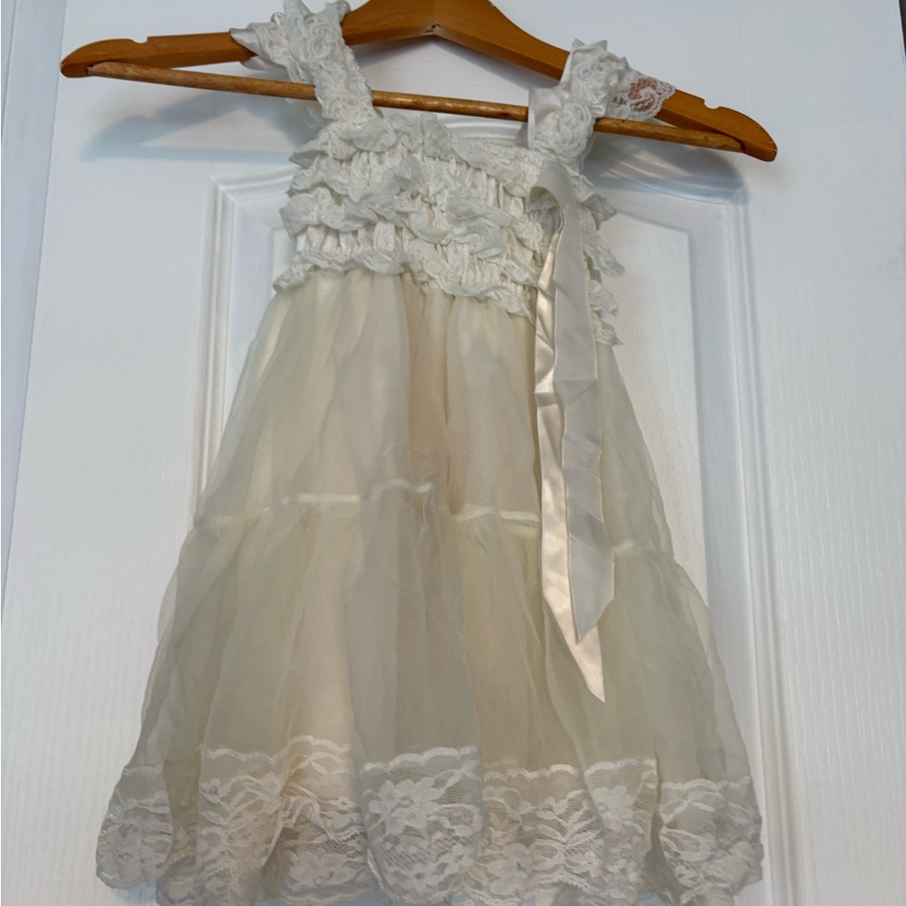 Elegant Cream Lace Kids Formal Dress